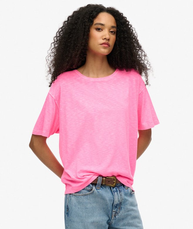 Studios T-shirt met Verlaagde Schouders Roze Grootte: 42 afbeelding