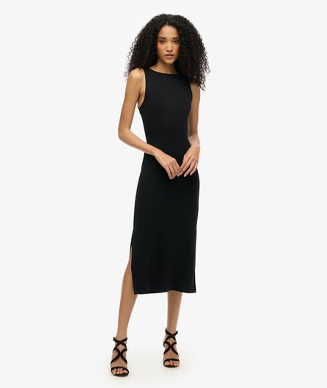 Jersey Midi-jurk met Gedraaide Achterkant Black Grootte: 36 afbeelding