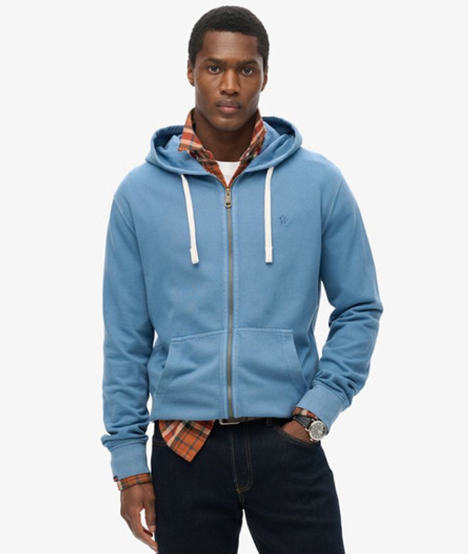 Classic Essential Hoodie met Rits Blauw Grootte: L afbeelding