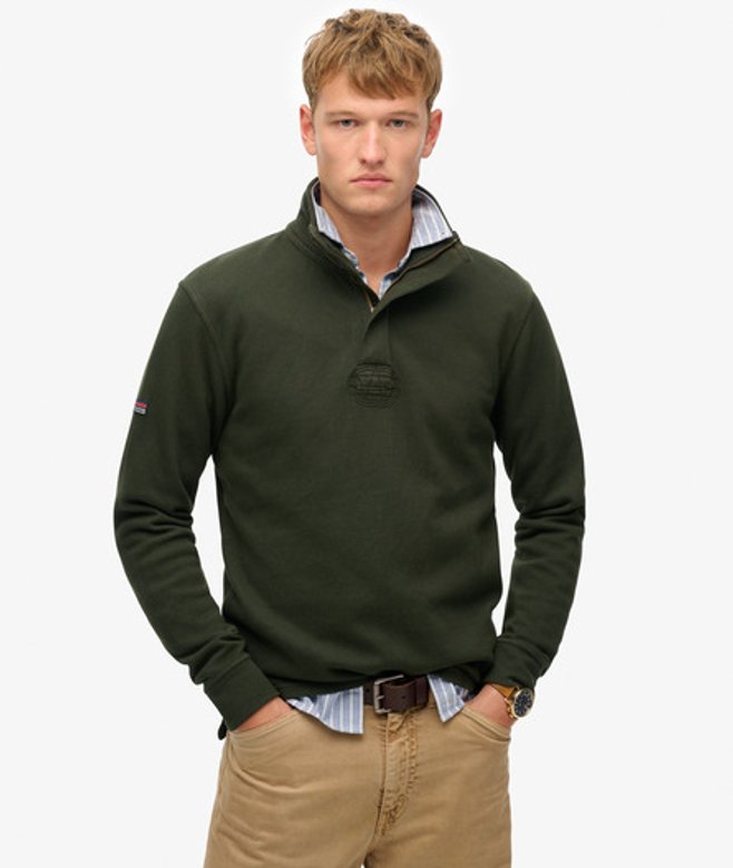 Superdry Herren Cotton Classic Pique Sweatshirt mit Reißverschluss Grün