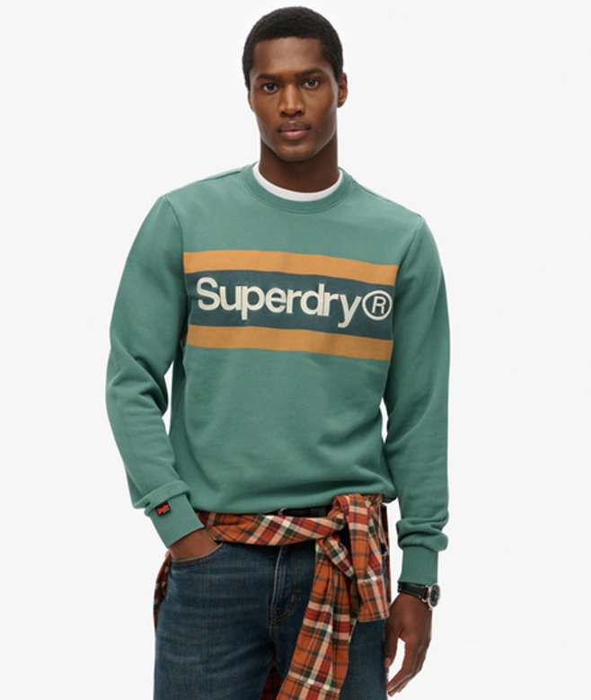 Core Logo Relaxt Gestreept Sweatshirt met Ronde Hals Groen Grootte: Xxl afbeelding
