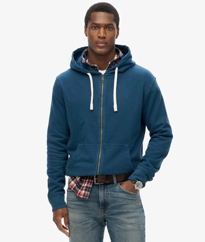 Superdry Men's Classic Essential Zip Hoodie Blue / Insignia Blue