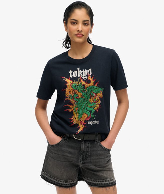 Damen Lässiges Vintage Logo Tokyo T-shirt - Größe: 34 - Superdry - Modalova