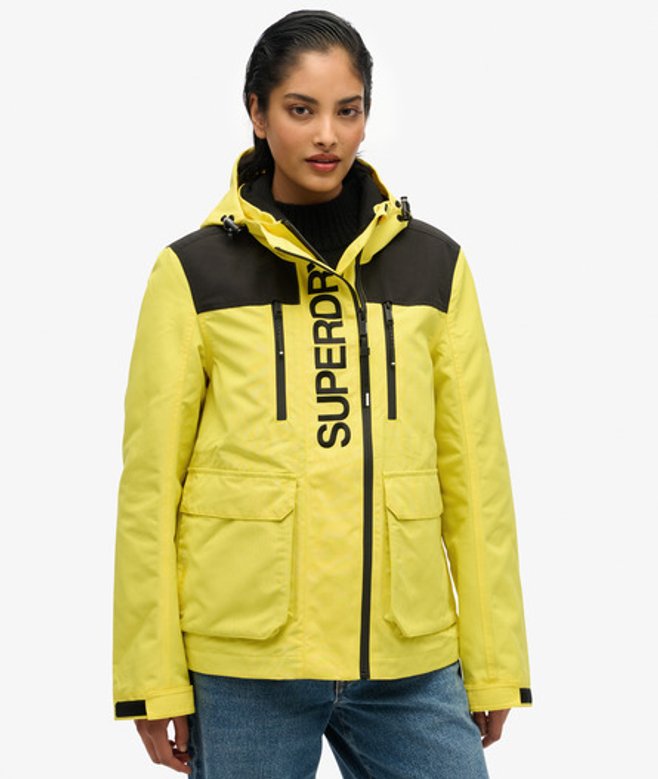 Superdry Women's Colour Block Ultimate Windbreaker Jacket Yellow / Yellow/black