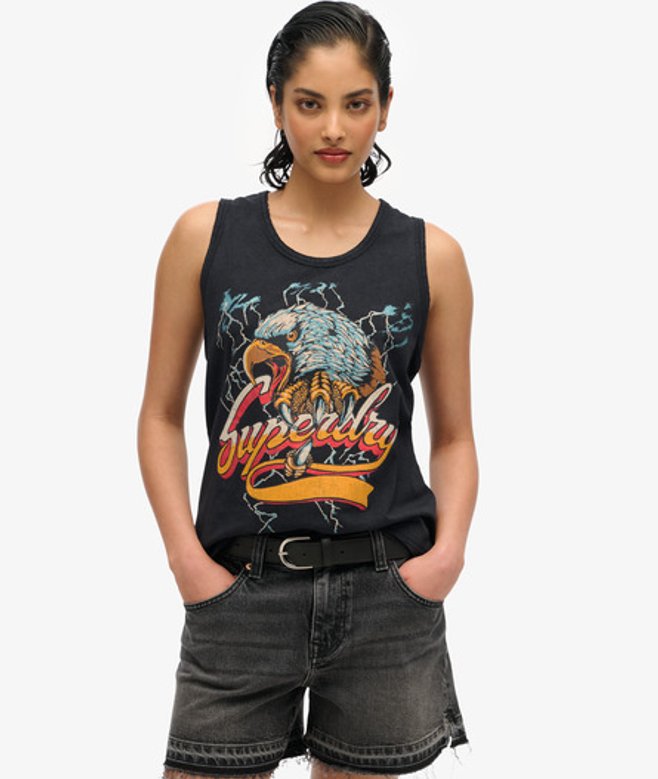 Damen Biker Rock Racer-tanktop - Größe: 36 - Superdry - Modalova