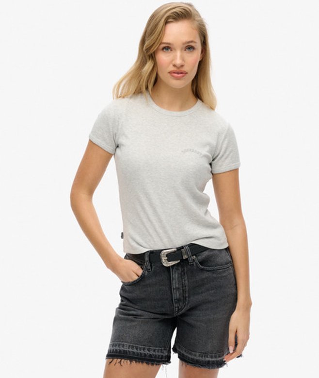 Essential Geribd T-shirt met Logo Lichtgrijs Grootte: 38 afbeelding