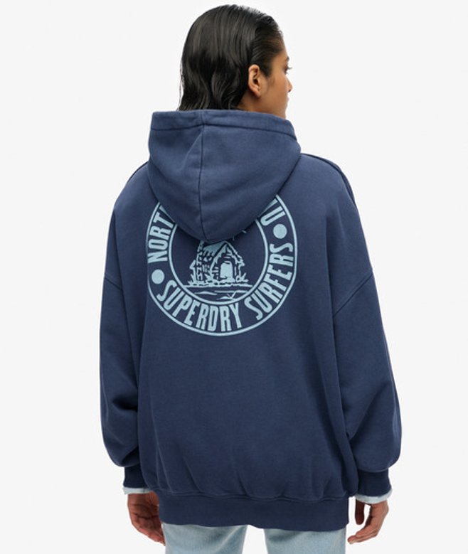 Lo-fi Outdoor Hoodie met Oversized Pasvorm Blauw Grootte: 44 afbeelding