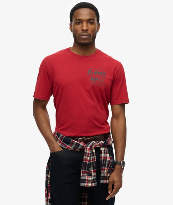 Superdry Men's B-movie Graphic Loose T-shirt Red / Winery Red