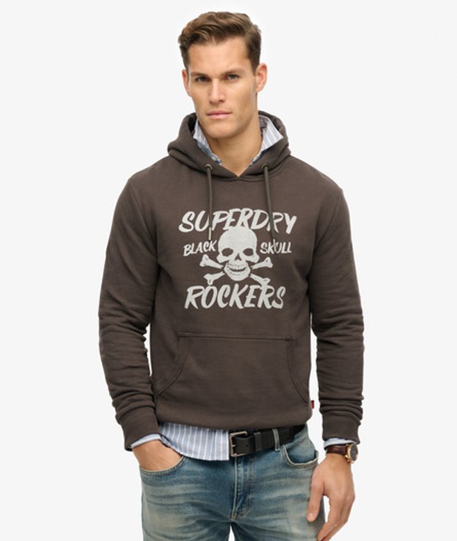 Herren Schwarze Kapuzenjacke mit Totenkopf - Größe: S - Superdry - Modalova