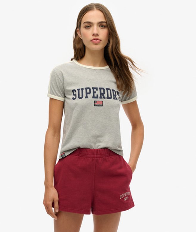 Women's Athletic Essential Stripe T-shirt / Marl - Size: 16 - Superdry - Modalova