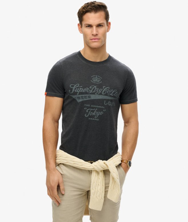 Men's Workwear Washed Relaxed T-shirt / Black Marl - Size: S - Superdry - Modalova