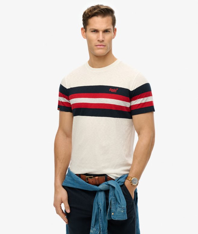 Men's Essentials Stripe T-shirt / Brilliant Chest Stripe - Size: XL - Superdry - Modalova