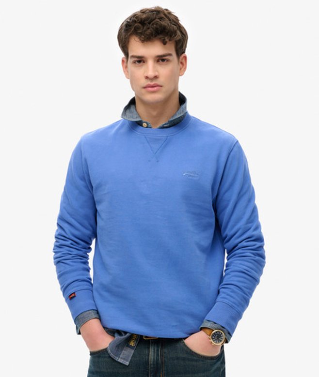 Essential Logo Sweatshirt met Ronde Hals Blauw Grootte: S afbeelding