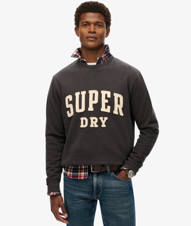 Superdry Vintage Athletic Sweatshirt met Ronde Hals Dark Grey