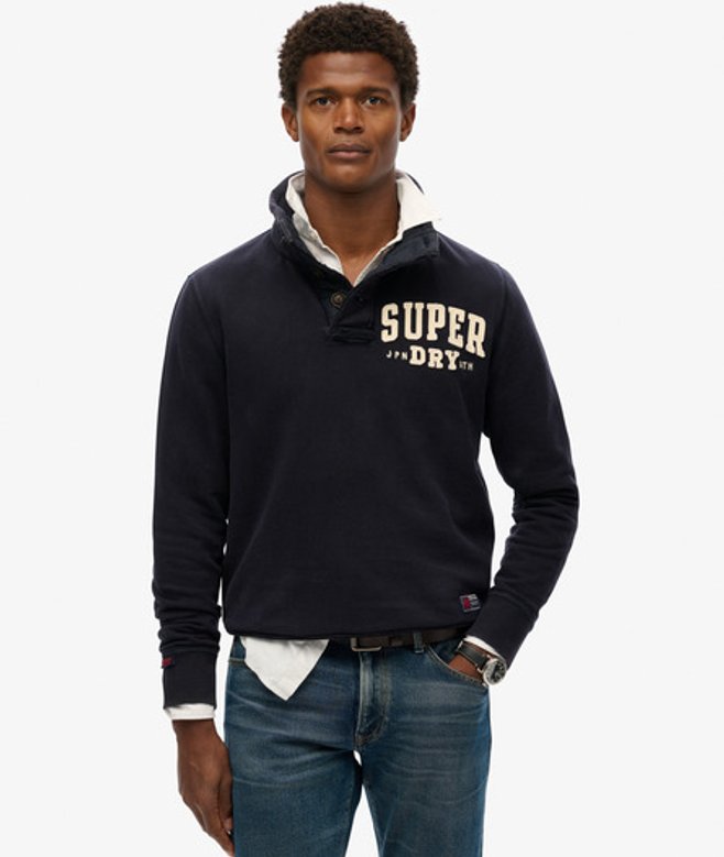 Superdry Vintage Athletic Sweatshirt met Kraagloze Hals Blauw