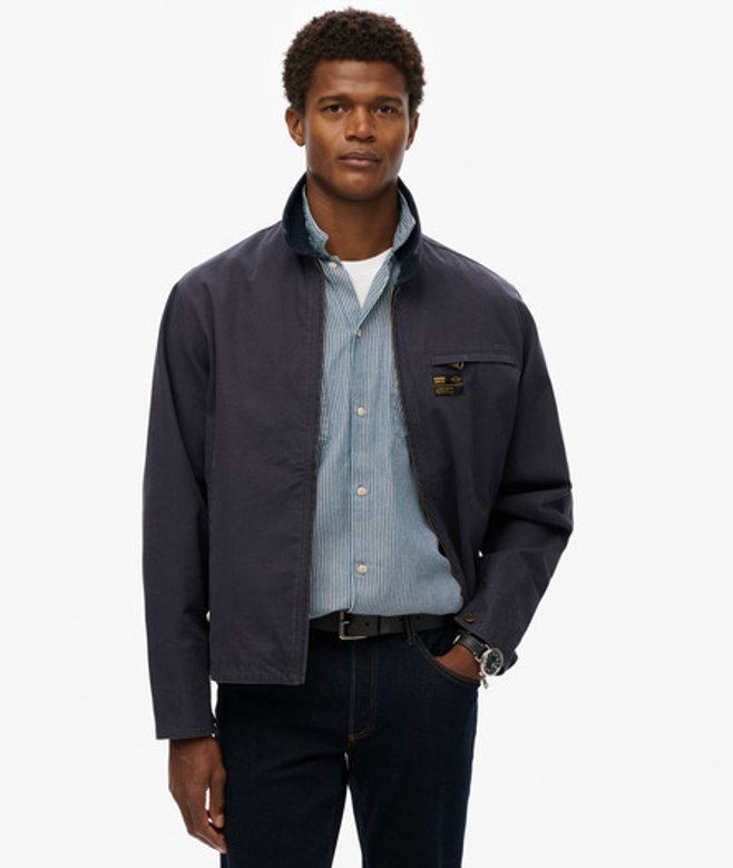 Ribfluwelen Kraag Barn Jacket Blauw Grootte: Xxxl afbeelding