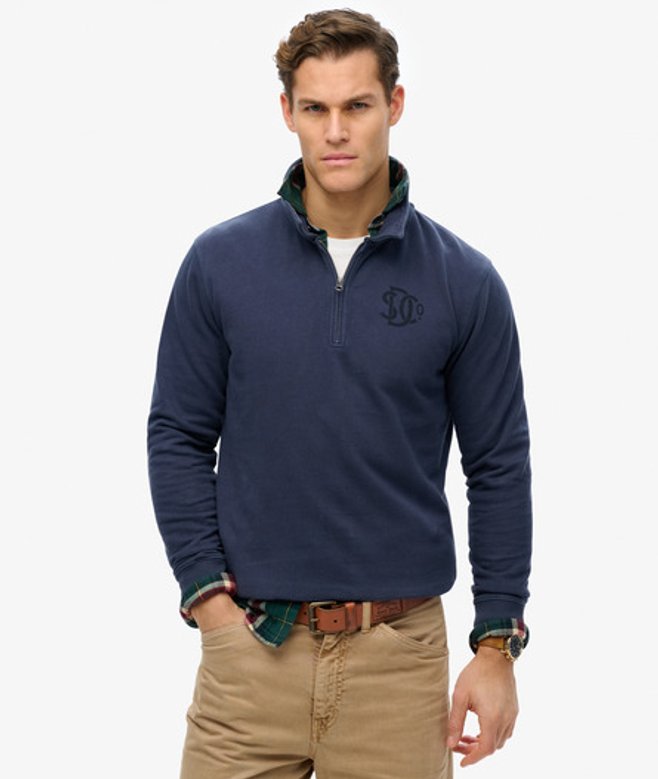 Superdry The Merchant Store - Sweatshirt met Kwartrits Blauw
