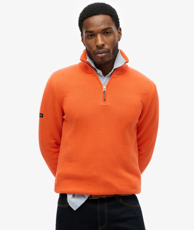 Herren Strickpullover aus Baumwolle mit Halbem Reißverschluss - Größe: Xxl - Superdry - Modalova