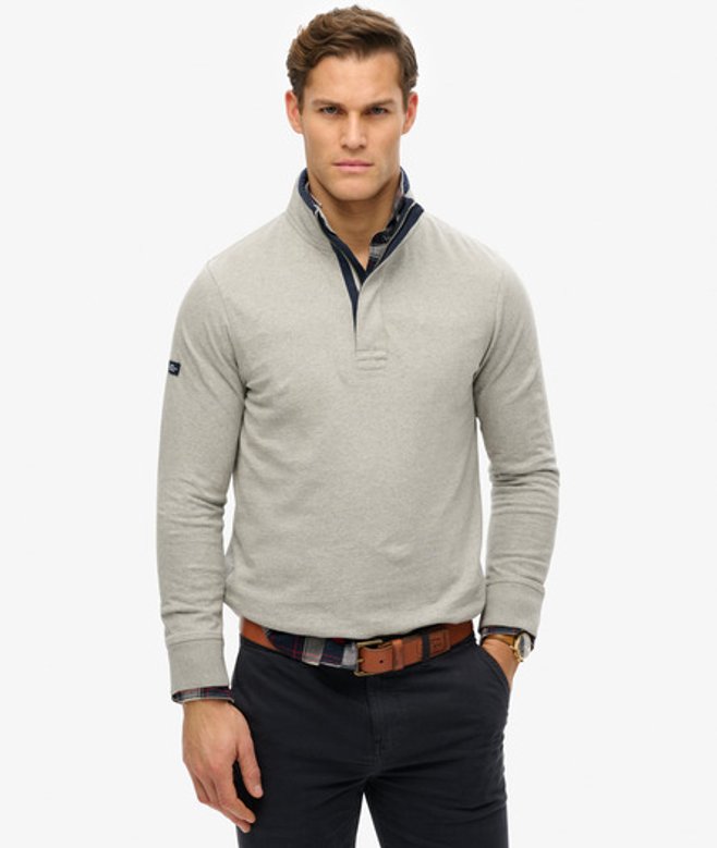 Superdry Cotton Classics Jersey Sweatshirt Met Halve Rits Grijs