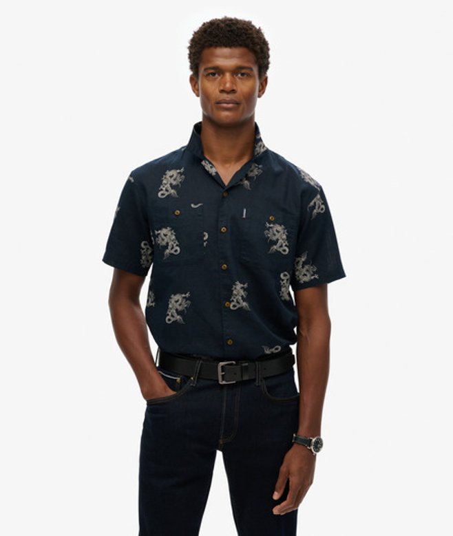 Superdry Beach Overhemd met Korte Mouwen Blauw