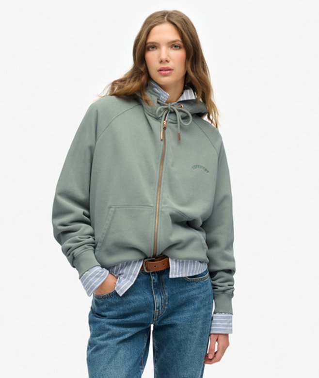 Essential Logo Oversized Raglanhoodie met Rits Groen Grootte: 40 afbeelding