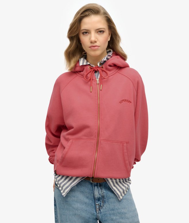 Essential Logo Oversized Raglanhoodie met Rits Rood Grootte: 38 afbeelding