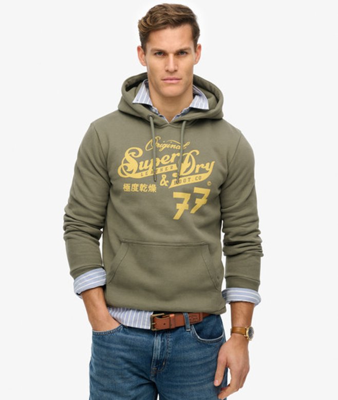 Herren Hoodie mit „leather & Boot Co"-schriftzug - Größe: M - Superdry - Modalova