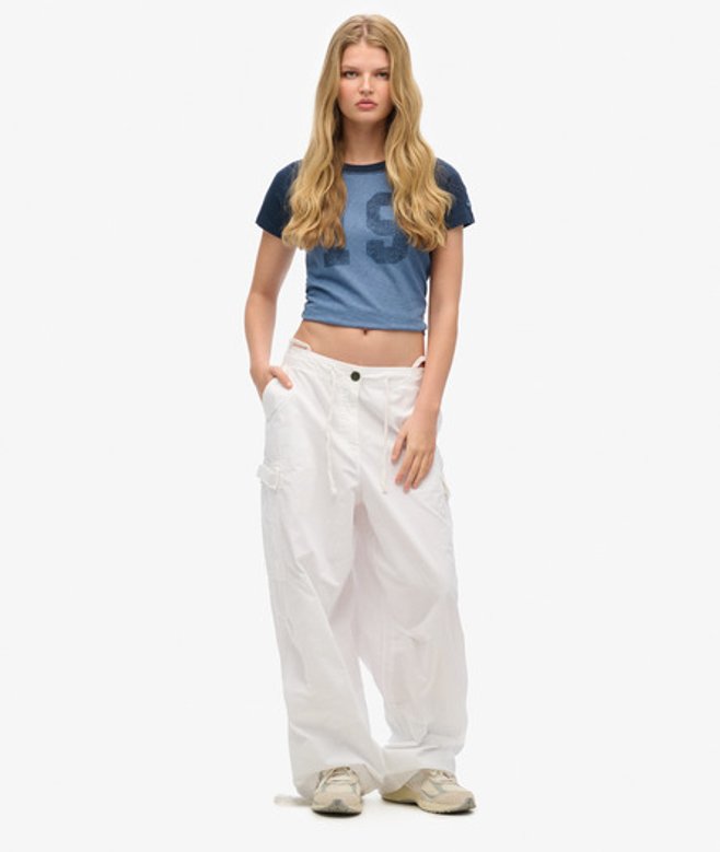 Baggy Parachute Broek Wit Grootte: M/L afbeelding