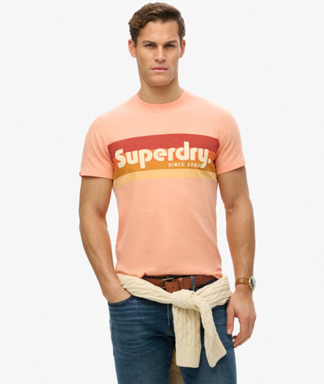 Terrain Gestreept T-shirt met Relaxte Pasvorm en Logo Pink Grootte: Xxxl afbeelding