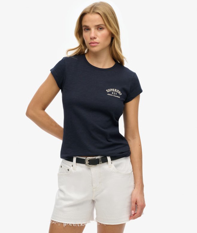Athletic Essential Slub T-shirt Blauw Grootte: 40 afbeelding