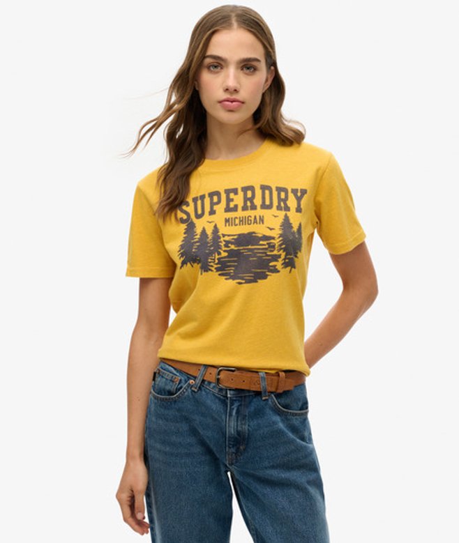 Superdry Women's Lo-fi Outdoor Mono Relaxed T-shirt Yellow / Turmeric Yellow Marl