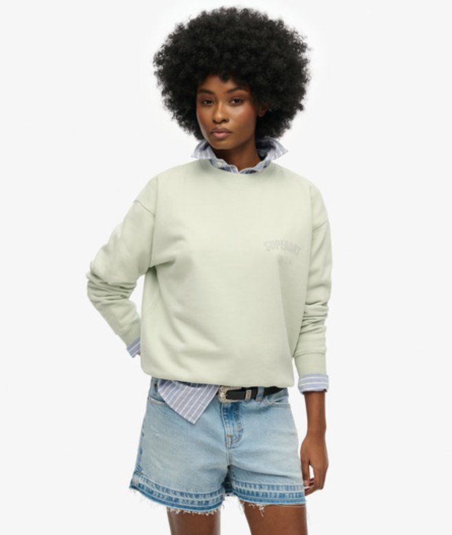 Luxe Sportsweatshirt met Ronde Hals en Losse Pasvorm Light Blue Grootte: 44 afbeelding