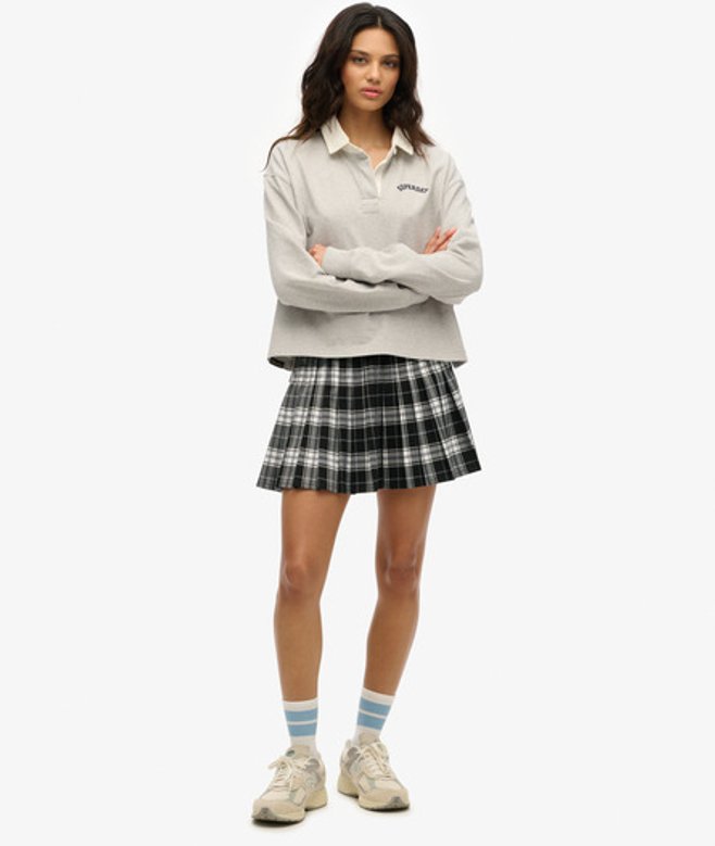 Women's Check Pleated Mini Skirt / /white Check - Size: 8 - Superdry - Modalova