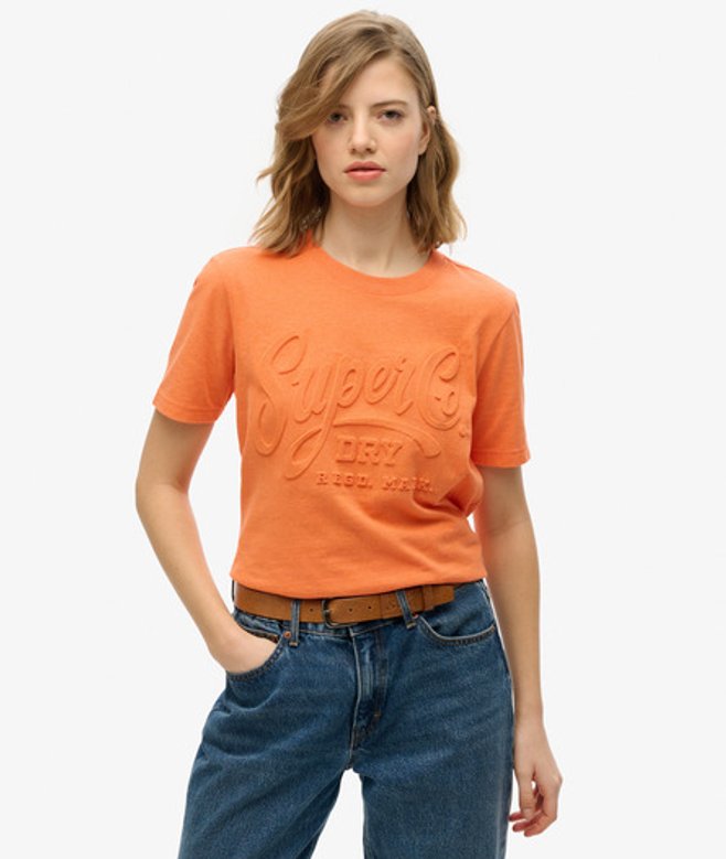 T-shirt met Geschreven Tekst in Reliëfprint