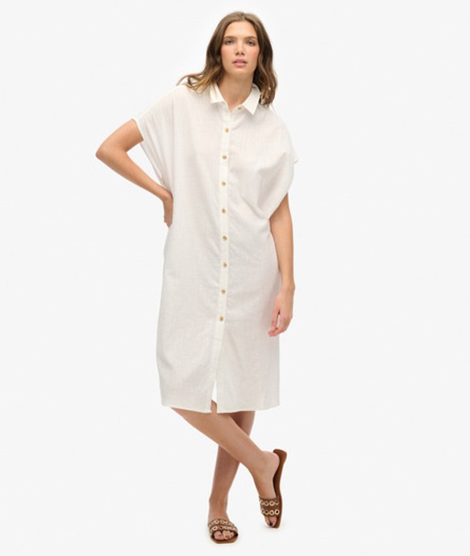 Oversized Midi-overhemdjurk White Grootte: 44 afbeelding