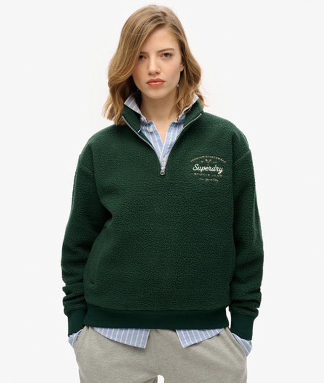 Country Club Fleecesweatshirt met Halve Rits Groen Grootte: 42 afbeelding