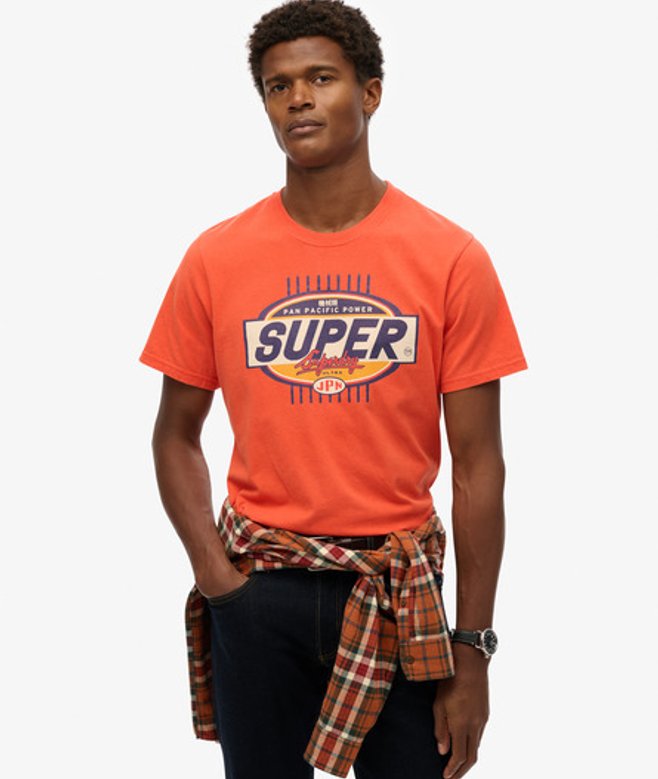 Gasoline Relaxed T-shirt met Print Orange Grootte: L afbeelding