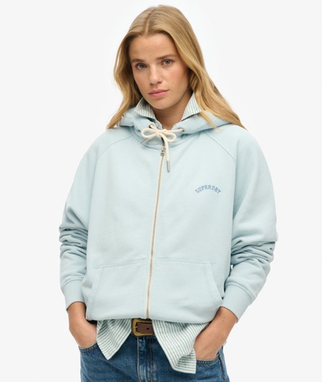 Essential Logo Oversized Raglanhoodie met Rits Lichtblauw Grootte: 38 afbeelding