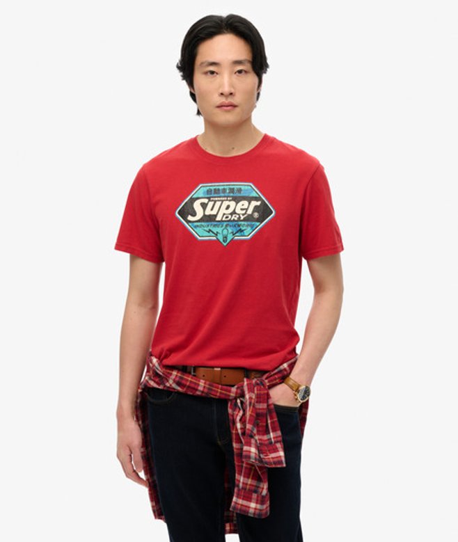 Gasoline Relaxed T-shirt met Print Red Grootte: L afbeelding