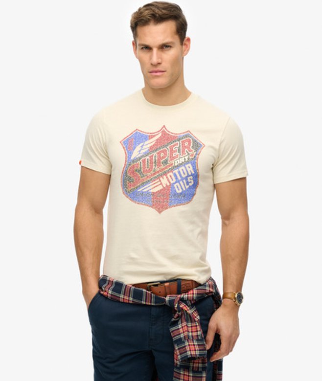 Gasoline Relaxed T-shirt met Print Crème Grootte: Xxl afbeelding