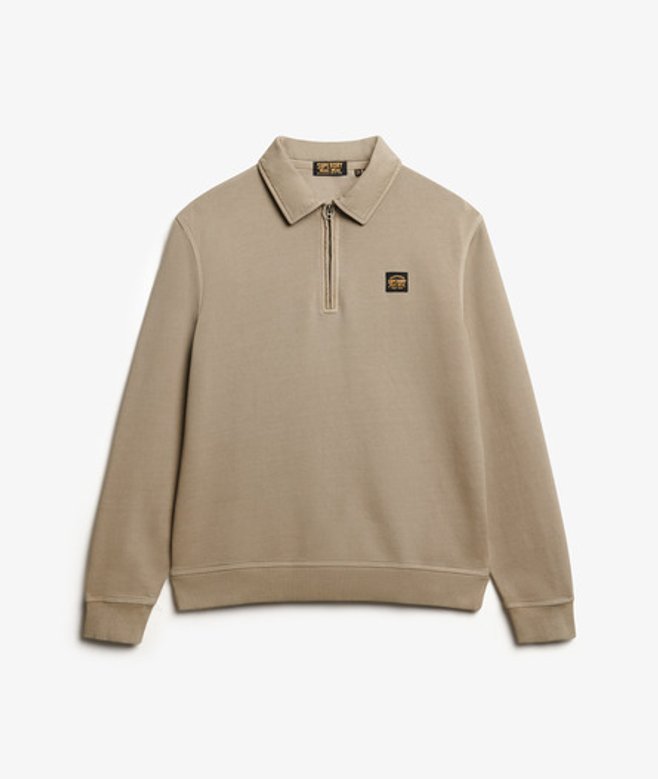 Superdry Men's Contrast Stitch Half Zip Sweatshirt Khaki / Washed Vintage Khaki