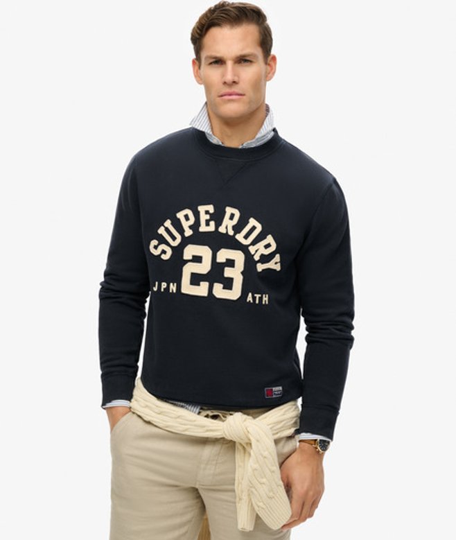 Superdry Vintage Athletic Sweatshirt met Ronde Hals Blauw