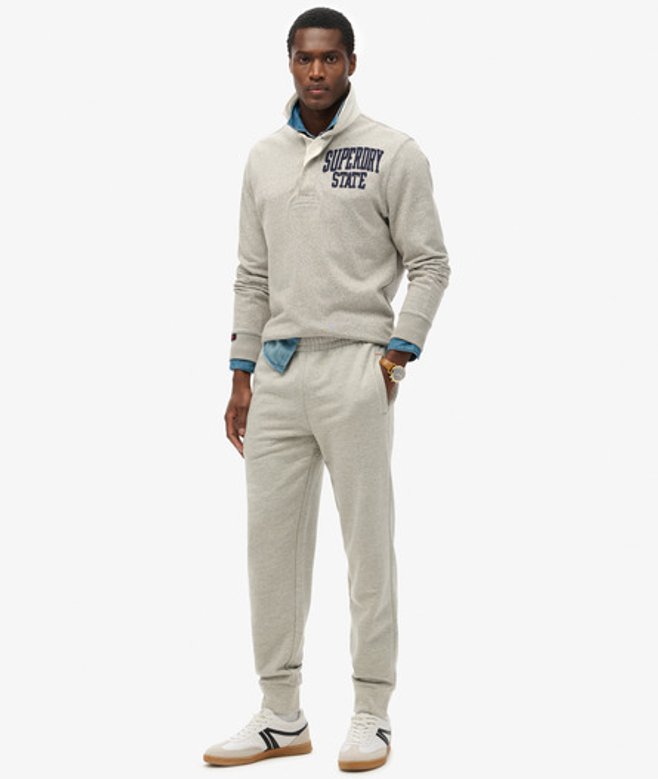 Superdry Essential Joggingbroek met Logo en Licht Geborstelde Voering Grey