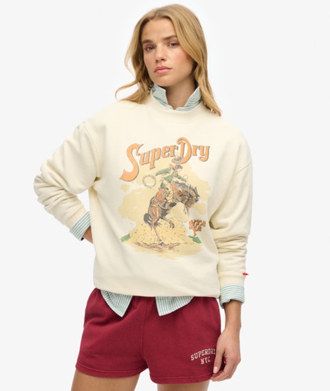 Ruim Souvenir Sweatshirt met Grafische Print en Ronde Hals Crème Grootte: 44 afbeelding