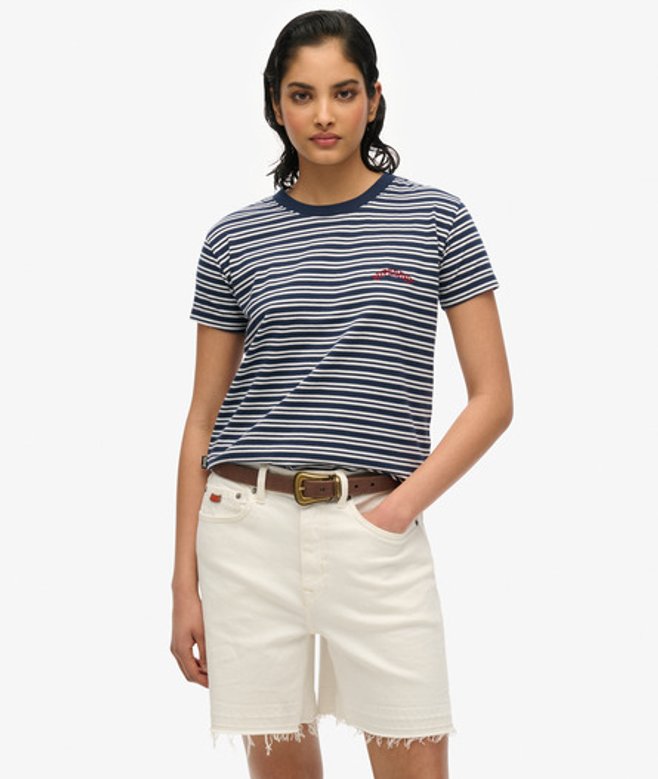 Gestreept Essential T-shirt met Logo Blauw Grootte: 44 afbeelding