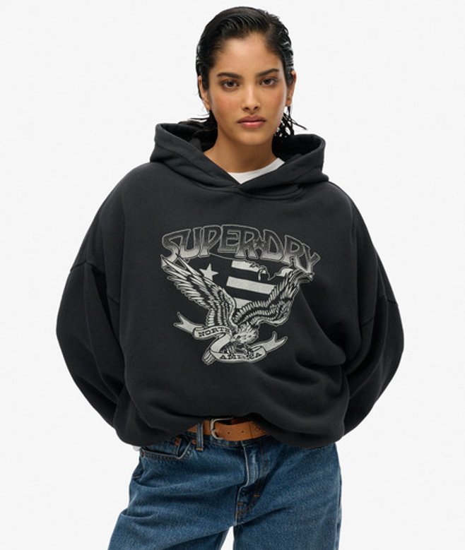 Women's Lo-fi Biker Kapuzenjacke in Übergröße - Größe: 44 - Superdry - Modalova