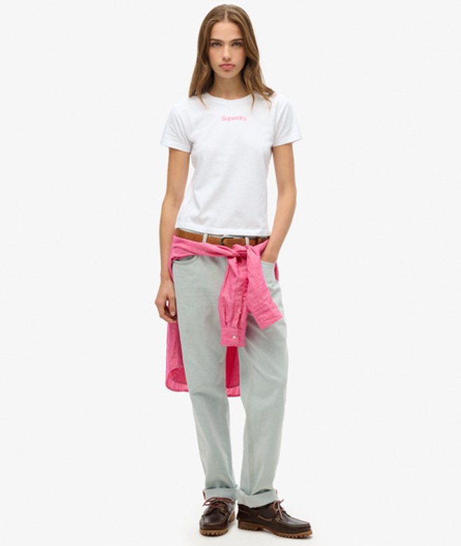 Superdry Women's Core Logo City Fitted T-shirt White / Brilliant White