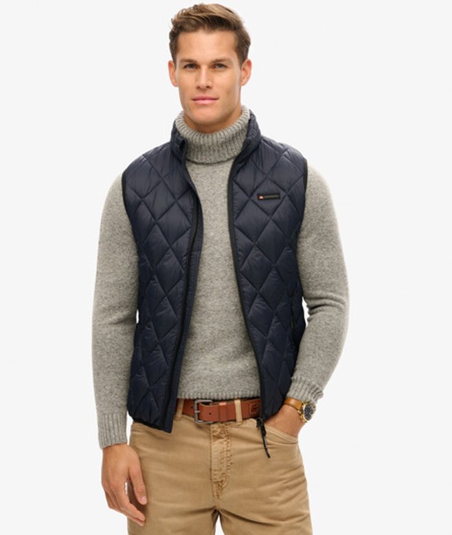 Men's Diamond Quilt Fuji Lite Gilet Navy / Eclipse Navy - Size: XL - Superdry - Modalova