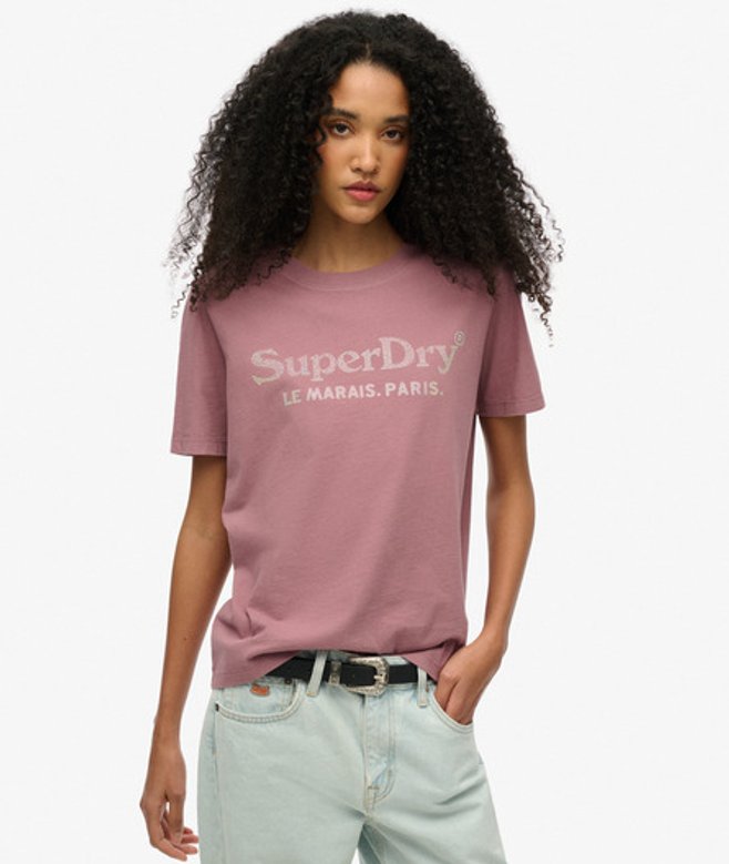 Venue Metallic T-shirt met Relaxte Pasvorm Purple Grootte: 36 afbeelding