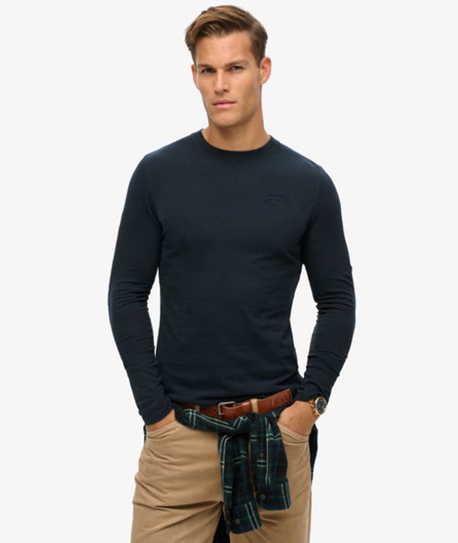 Men's Organic Cotton Vintage Logo Embroidered Top Navy / Eclipse Navy - Size: Xxl - Superdry - Modalova